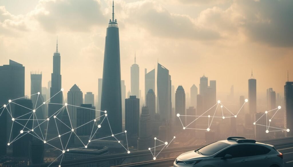Sweeping automation policy changes unfold across a futuristic city skyline. In the foreground, a series of abstract geometric shapes and data visualizations represent the evolution of workplace policies, job roles, and labor laws. The middle ground features a bustling cityscape with towering skyscrapers and sleek autonomous vehicles, symbolizing the technological transformation of the modern workforce. The background is shrouded in an ethereal glow, creating a sense of uncertainty and the unknown as the future of work rapidly emerges. Cinematic lighting casts dramatic shadows, heightening the sense of transition and the weighty implications of automation on society. Sweeping automation policy changes unfold across a futuristic city skyline. In the foreground, a series of abstract geometric shapes and data visualizations represent the evolution of workplace policies, job roles, and labor laws. The middle ground features a bustling cityscape with towering skyscrapers and sleek autonomous vehicles, symbolizing the technological transformation of the modern workforce. The background is shrouded in an ethereal glow, creating a sense of uncertainty and the unknown as the future of work rapidly emerges. Cinematic lighting casts dramatic shadows, heightening the sense of transition and the weighty implications of automation on society.