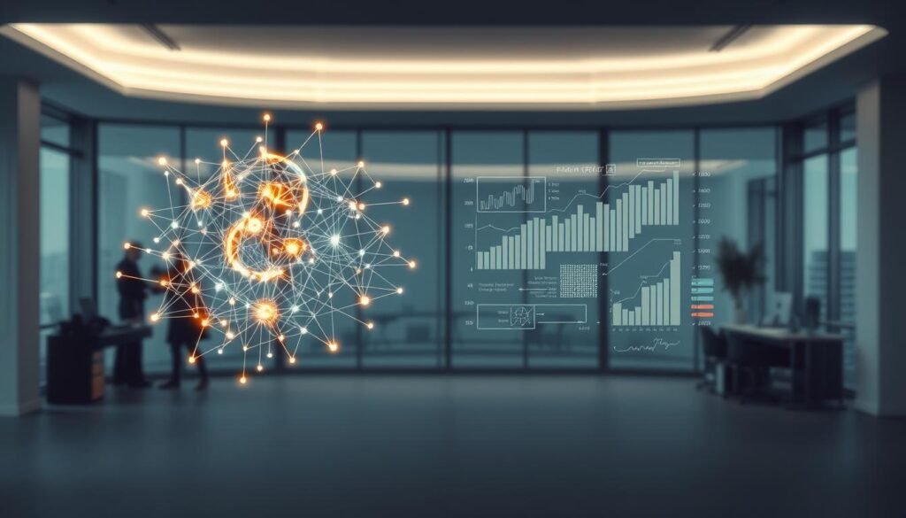 A highly detailed, photorealistic image of a center-framed scene depicting the concept of "AI thinking budgets". In the foreground, a glowing neural network diagram pulsates with activity, representing the computational processes of an AI system. In the middle ground, a set of intricate financial graphs and charts hover in the air, symbolizing the complex budget considerations that guide the AI's decision-making. In the background, a sleek, minimalist office setting with panoramic windows provides a sense of scale and context. The lighting is soft and directional, creating depth and highlighting the key elements. The overall mood is one of thoughtful contemplation, where the fusion of AI and financial planning is explored.