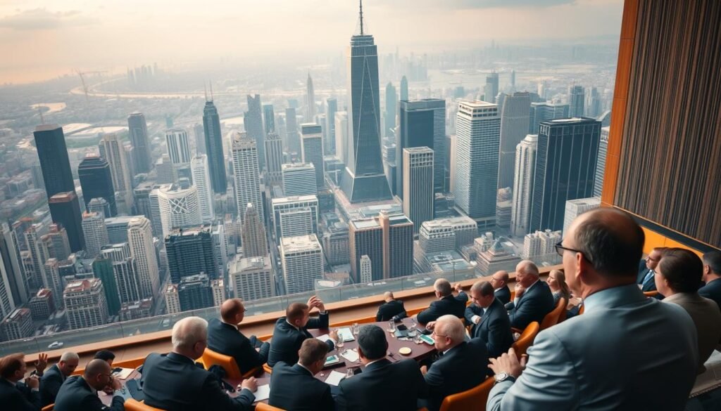 A panoramic view of a global metropolis, its towering skyscrapers and bustling streets a backdrop for the intricate dance of international diplomacy. In the foreground, statesmen and diplomats convene in a grand conference hall, their expressions guarded yet intense as they navigate the delicate web of alliances and rivalries. Overhead, a soft, diffused lighting casts a pensive glow, underscoring the gravity of the discussions unfolding. The scene is one of cautious optimism, where the fate of nations hangs in the balance, and the future of global power dynamics is being shaped, frame by frame. A panoramic view of a global metropolis, its towering skyscrapers and bustling streets a backdrop for the intricate dance of international diplomacy. In the foreground, statesmen and diplomats convene in a grand conference hall, their expressions guarded yet intense as they navigate the delicate web of alliances and rivalries. Overhead, a soft, diffused lighting casts a pensive glow, underscoring the gravity of the discussions unfolding. The scene is one of cautious optimism, where the fate of nations hangs in the balance, and the future of global power dynamics is being shaped, frame by frame.