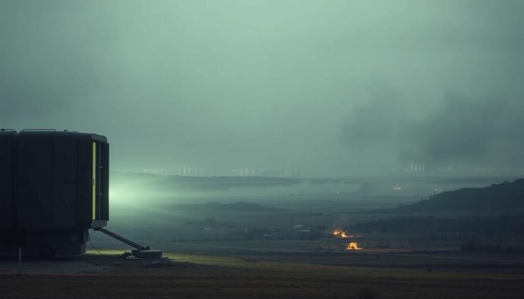 A vast, desolate landscape of the Korean Peninsula, shrouded in an ominous haze. In the foreground, a ominous missile silo, its silo doors ominously open, ready to unleash its deadly payload. In the middle ground, a small village, its inhabitants frozen in fear, as the shadow of the missile looms large. In the background, the silhouettes of cities, their skylines obscured by a foreboding cloud of smoke and ash, a grim reminder of the devastating consequences of nuclear conflict. The scene is illuminated by a dim, eerie light, casting an unsettling atmosphere of dread and uncertainty. The image conveys the palpable tension and the grave threat that the North Korean nuclear program poses to the region. A vast, desolate landscape of the Korean Peninsula, shrouded in an ominous haze. In the foreground, a ominous missile silo, its silo doors ominously open, ready to unleash its deadly payload. In the middle ground, a small village, its inhabitants frozen in fear, as the shadow of the missile looms large. In the background, the silhouettes of cities, their skylines obscured by a foreboding cloud of smoke and ash, a grim reminder of the devastating consequences of nuclear conflict. The scene is illuminated by a dim, eerie light, casting an unsettling atmosphere of dread and uncertainty. The image conveys the palpable tension and the grave threat that the North Korean nuclear program poses to the region.